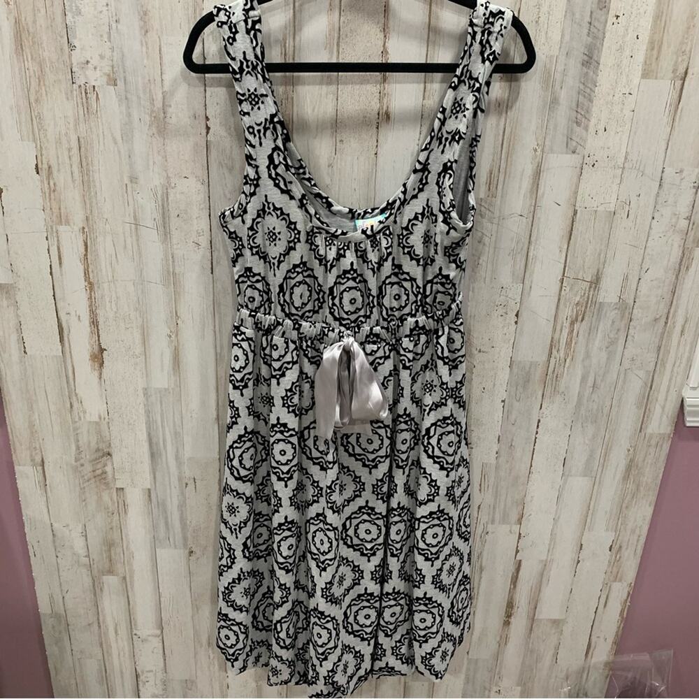 Plenty By Tracy Reese Gray Dress Velvet Accents Bubble Hem Sundress